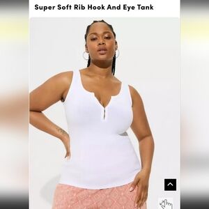 Torrid Plus Size Comfy and Sexy White Rib Hook and Eye Tank